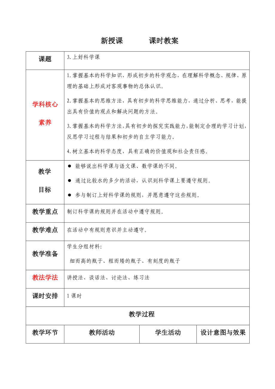 3《上好科学课》（教案）-2024新苏教版一年级上册《科学》.docx_第1页