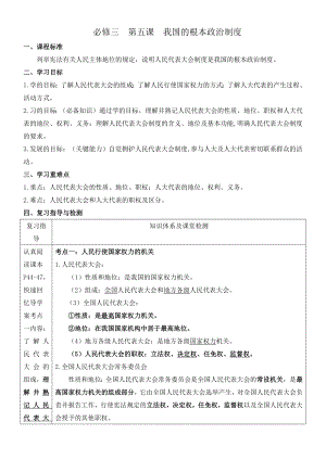 第五课 我国的根本政治制度 学案-2025届高考政治一轮复习统编版必修三政治与法治.docx