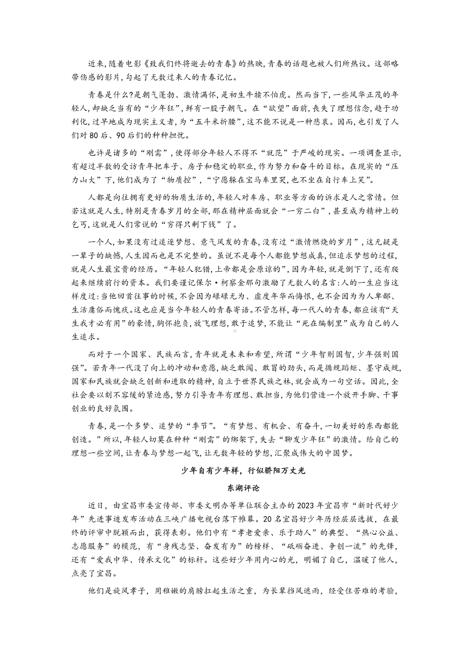 2025届高考语文一轮复习作文指导：“少年自有少年狂”.docx_第3页