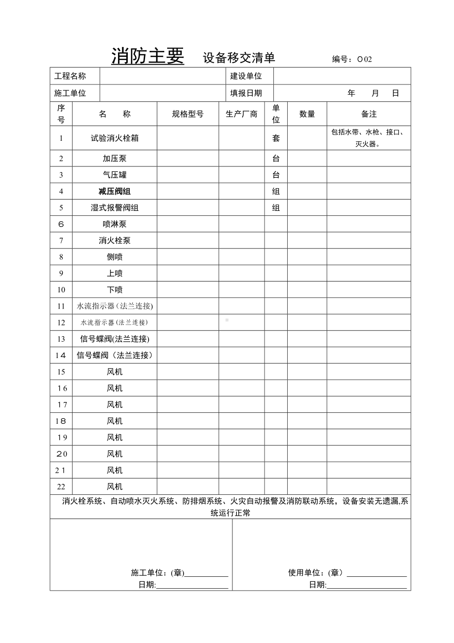 消防设施移交和清单（范本模板）.doc_第3页