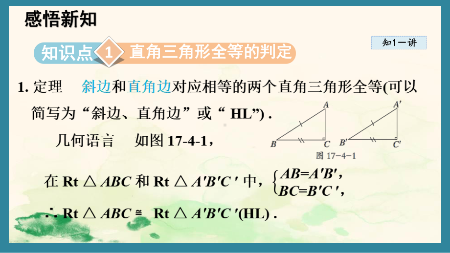 17.4 直角三角形全等的判定 课件 2024-2025学年冀教版数学八年级上册.pptx_第2页