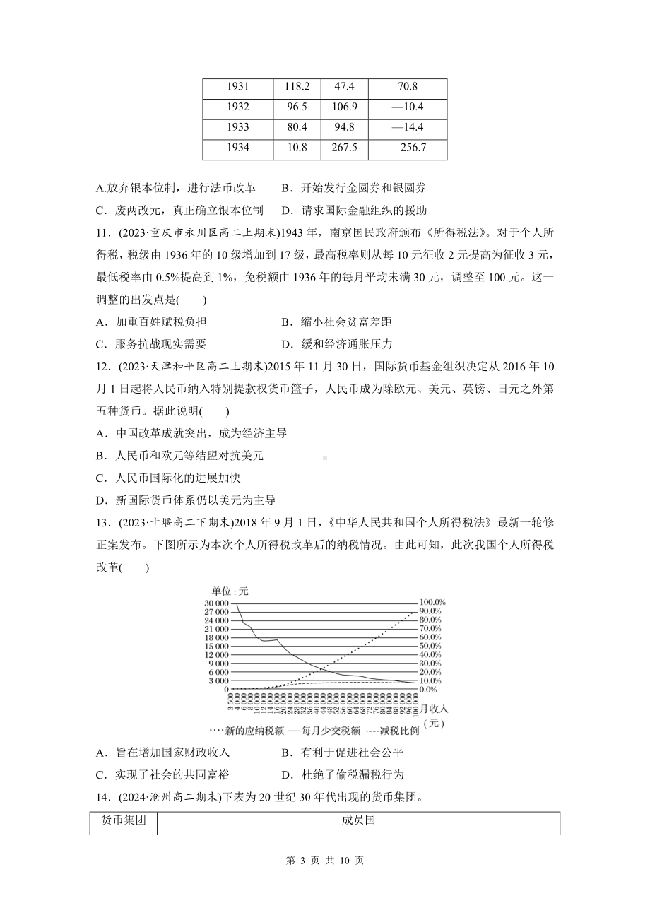 统编版（2019）高中历史选择性必修1国家制度与社会治理第五单元检测试卷（含答案）.docx_第3页