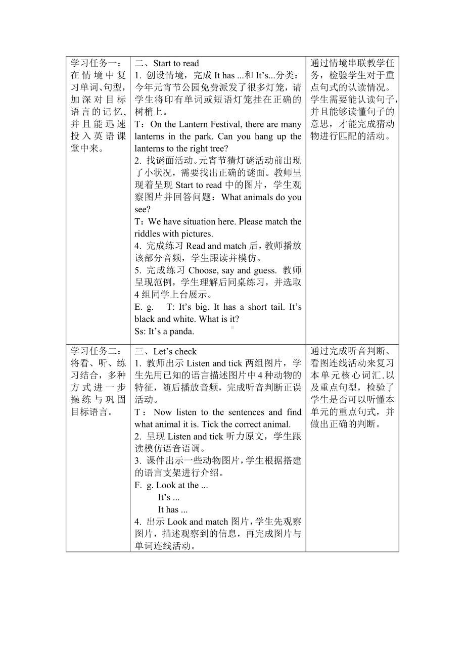 Unit3 At the zoo 第6课时（教学设计）PartBstart to read&ampamplets check&ampamplets sing-（上好课）三年级英语下册同步精品系列（人教PEP版）.docx_第2页