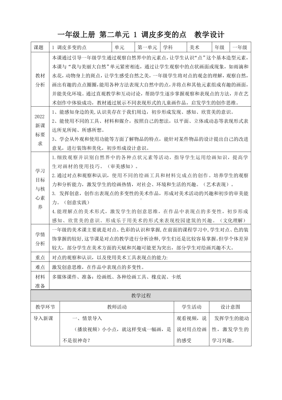 调皮多变的点（教案） -2024新人美版一年级上册《美术》.docx_第1页