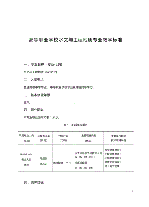 高职学校水文与工程地质专业教学标准.docx