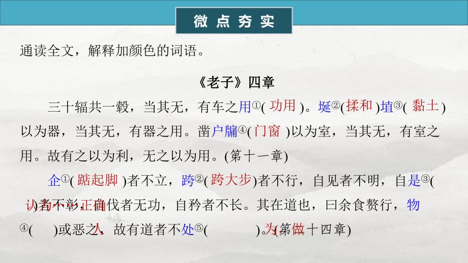 2025届高考语文一轮复习教材文言文梳理：选择性必修上册《老子》四章、《五石之瓠》 ppt课件.pptx_第2页