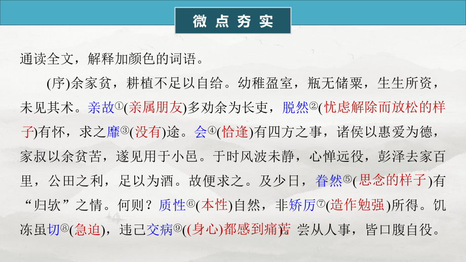 2025届高考语文一轮复习教材文言文梳理：选择性必修下册《归去来兮辞（并序）》 ppt课件.pptx_第2页