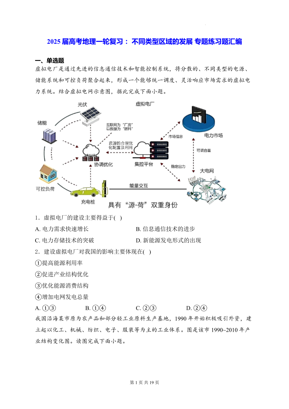 2025届高考地理一轮复习： 不同类型区域的发展 专题练习题汇编（含答案解析）.docx_第1页