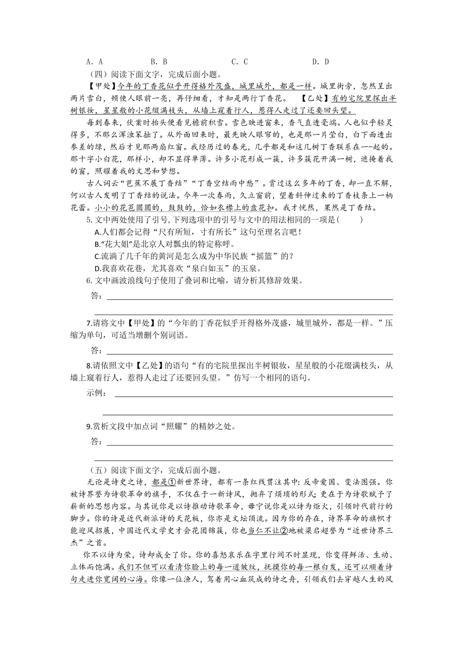 江西省南昌市2024-2025学年高三上学期第一轮复习语文训练题(九).docx_第2页