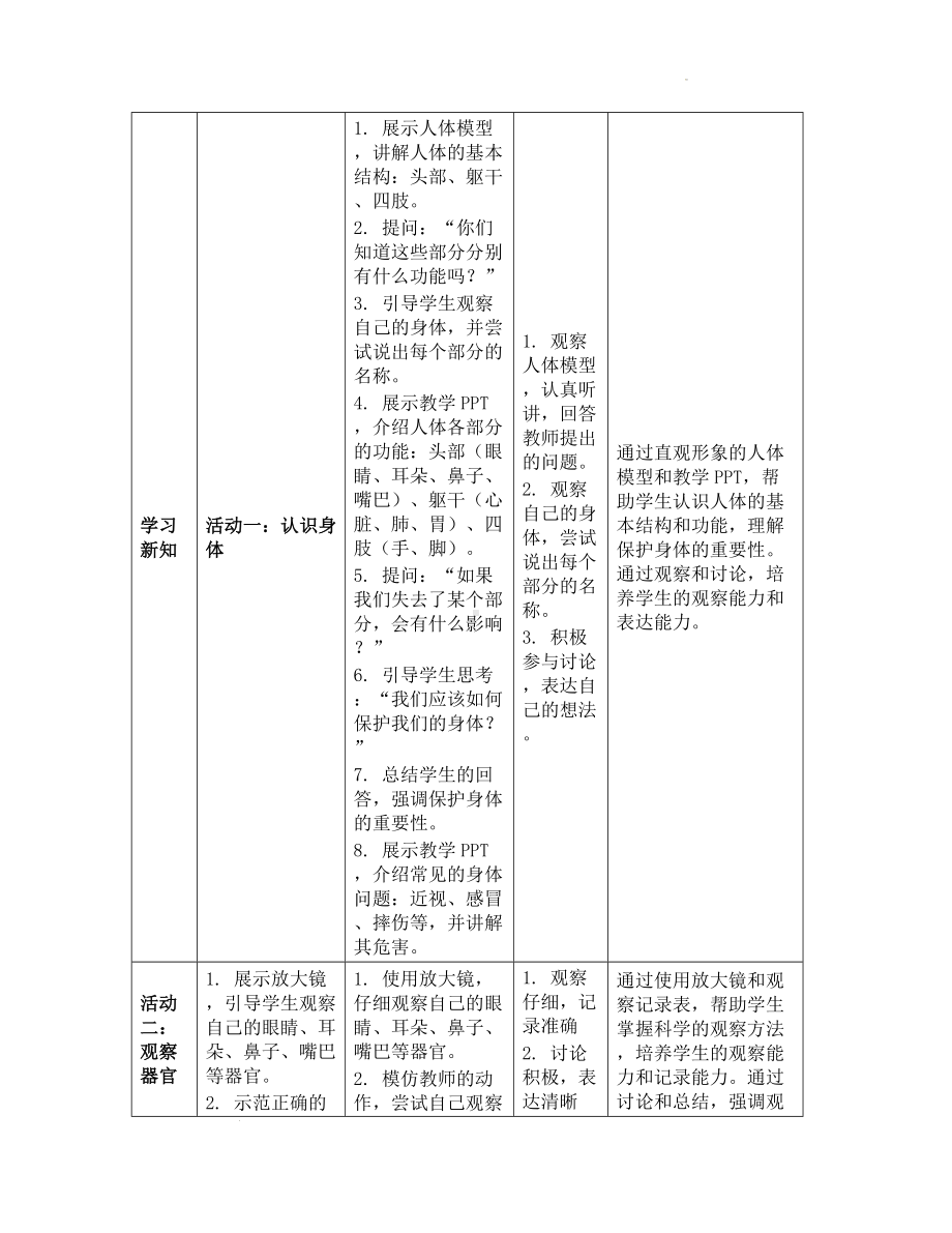 《第二单元 我们自己：1 我们的身体》（教学设计）-2024新教科版一年级上册《科学》.docx_第3页