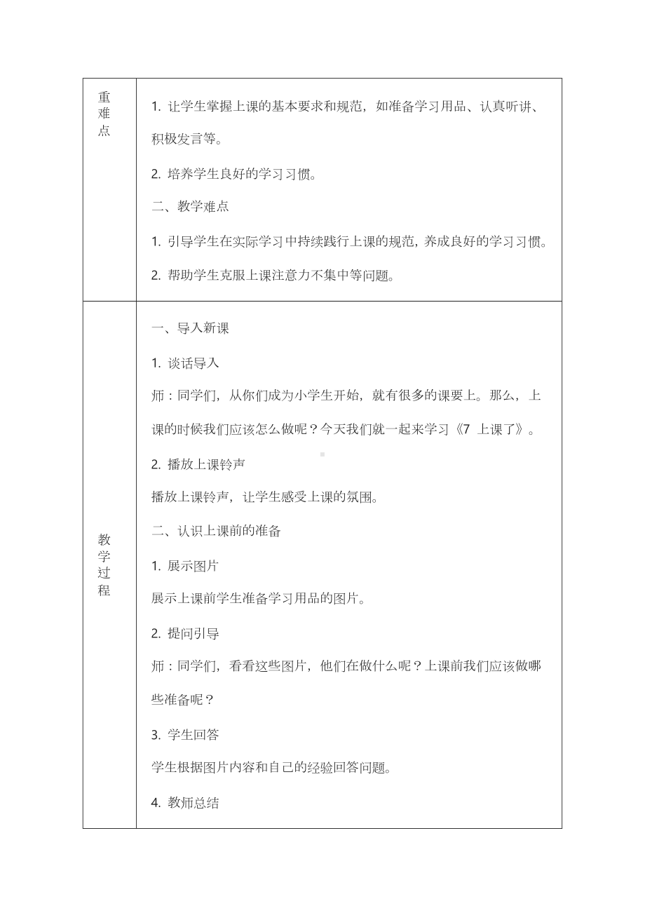 7 上课了 教学设计-（2024部）统编版一年级上册《道德与法治》.docx_第2页