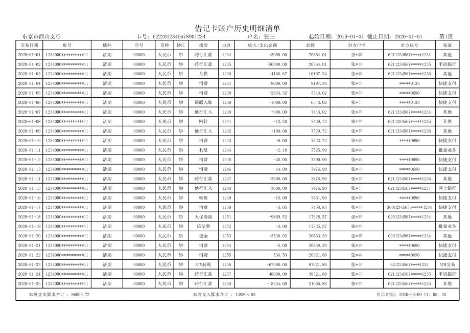 银行流水模板.xlsx_第1页