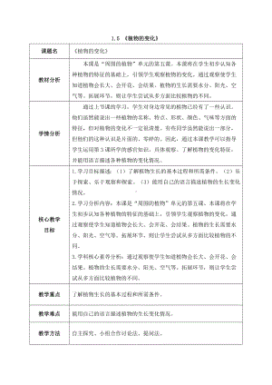 2024新教科版一年级科学上册第一单元1.5《植物的变化》教案.docx