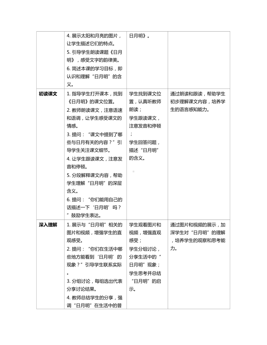 [核心素养]6日月明 教案(表格式)-（2024新部编）统编版一年级上册《语文》.docx_第2页