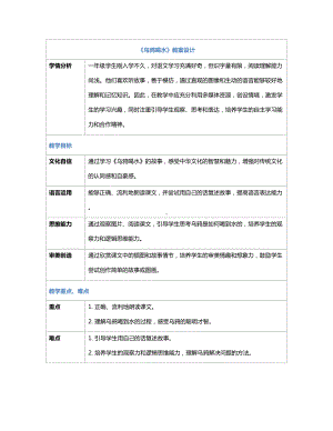 [核心素养]9乌鸦喝水 教学设计(表格式)-（2024新部编）统编版一年级上册《语文》.docx