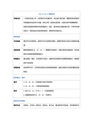 [核心素养]8 zh ch sh r 教案(表格式)-（2024新部编）统编版一年级上册《语文》.docx