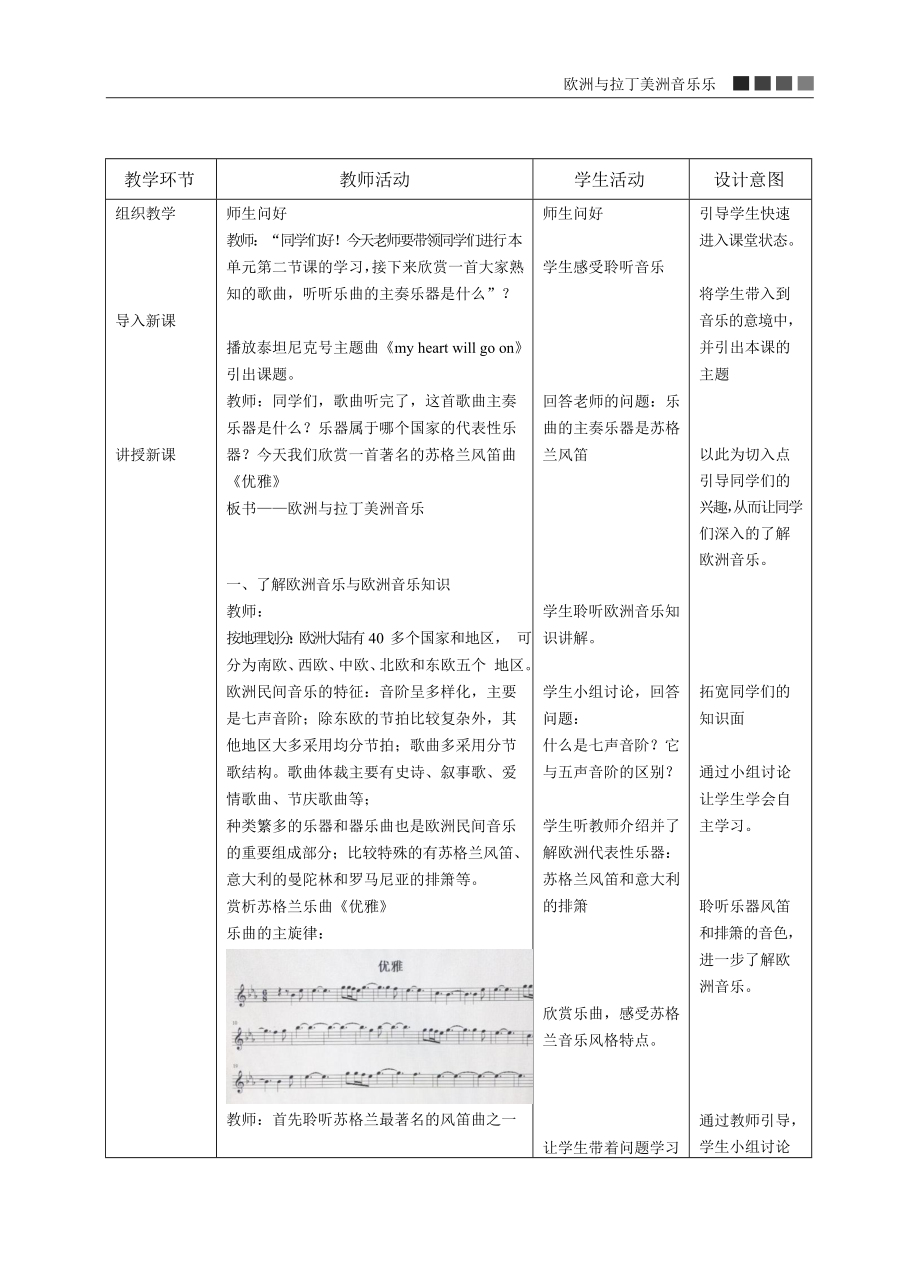 第八单元 第十六节 欧洲与拉丁美洲音乐（教学设计）-2024新人音版（2019）《高中音乐》必修音乐鉴赏.docx_第2页