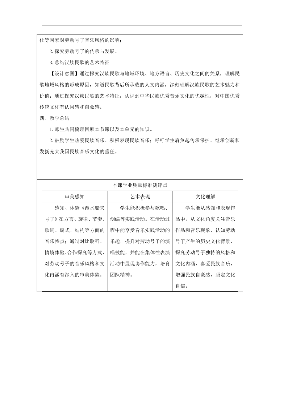 2.3 汉族民歌 (第二课时）教学设计-2024新人音版（2019）《高中音乐》必修音乐鉴赏.docx_第3页