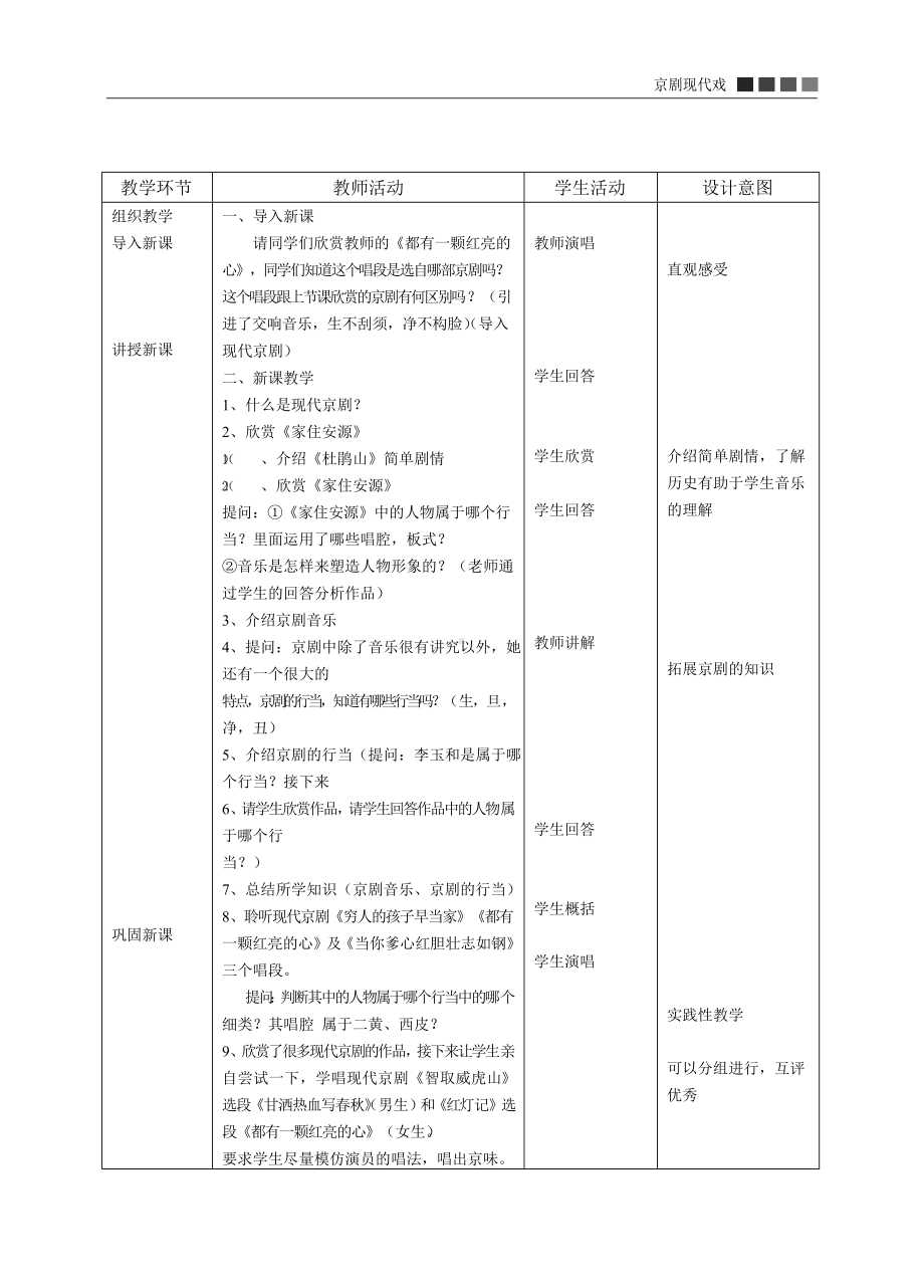 第四单元 第八节 京剧现代戏（教学设计）-2024新人音版（2019）《高中音乐》必修音乐鉴赏.docx_第2页