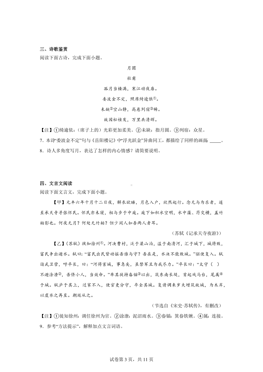 2024年湖北省咸宁市赤壁市五月中考二模语文试题.docx_第3页