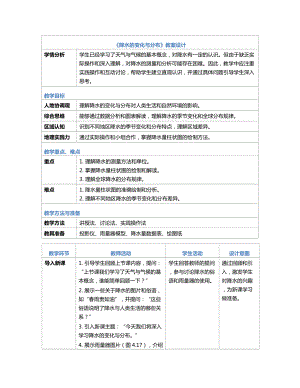 [核心素养]4.3《降水的变化与分布》教案（表格式）-2024新人教版七年级《地理》上册.docx