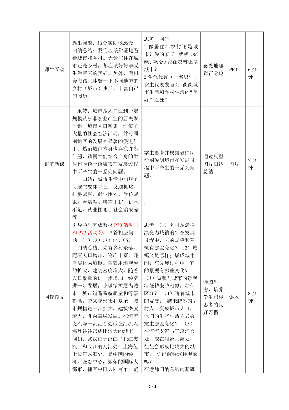 4.2《世界的聚落》教案（表格式）-2024新湘教版七年级上册《地理》.docx_第2页