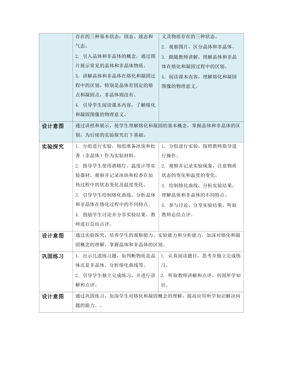 2024新人教版八年级上册《物理》[核心素养目标]第三章 物态变化第2节 熔化和凝固（教学设计）（表格式）.docx_第3页