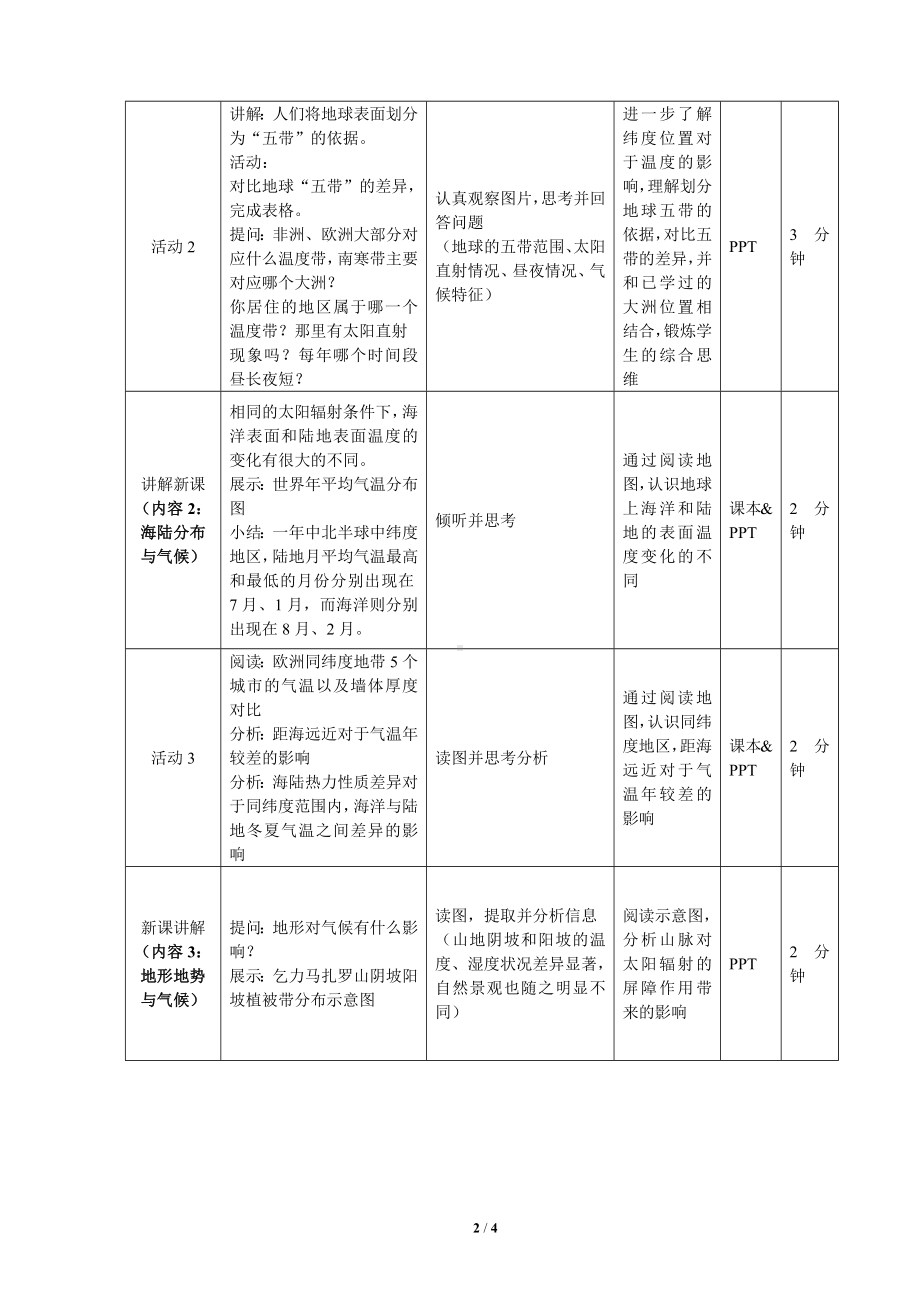 5.3《影响气候的因素》教案（表格式）-2024新湘教版七年级上册《地理》.docx_第2页