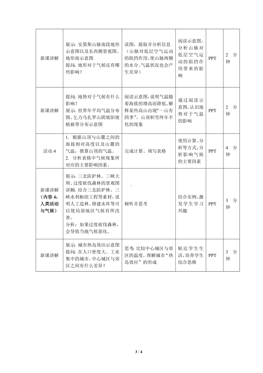 5.3《影响气候的因素》教案（表格式）-2024新湘教版七年级上册《地理》.docx_第3页