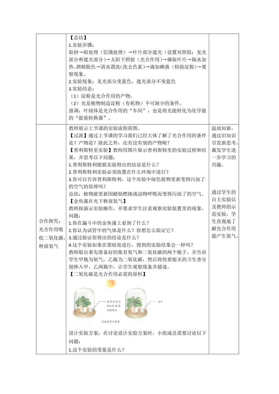 3.2.2光合作用教案（表格式）-2025新人教版七年级下册《生物》.docx_第2页