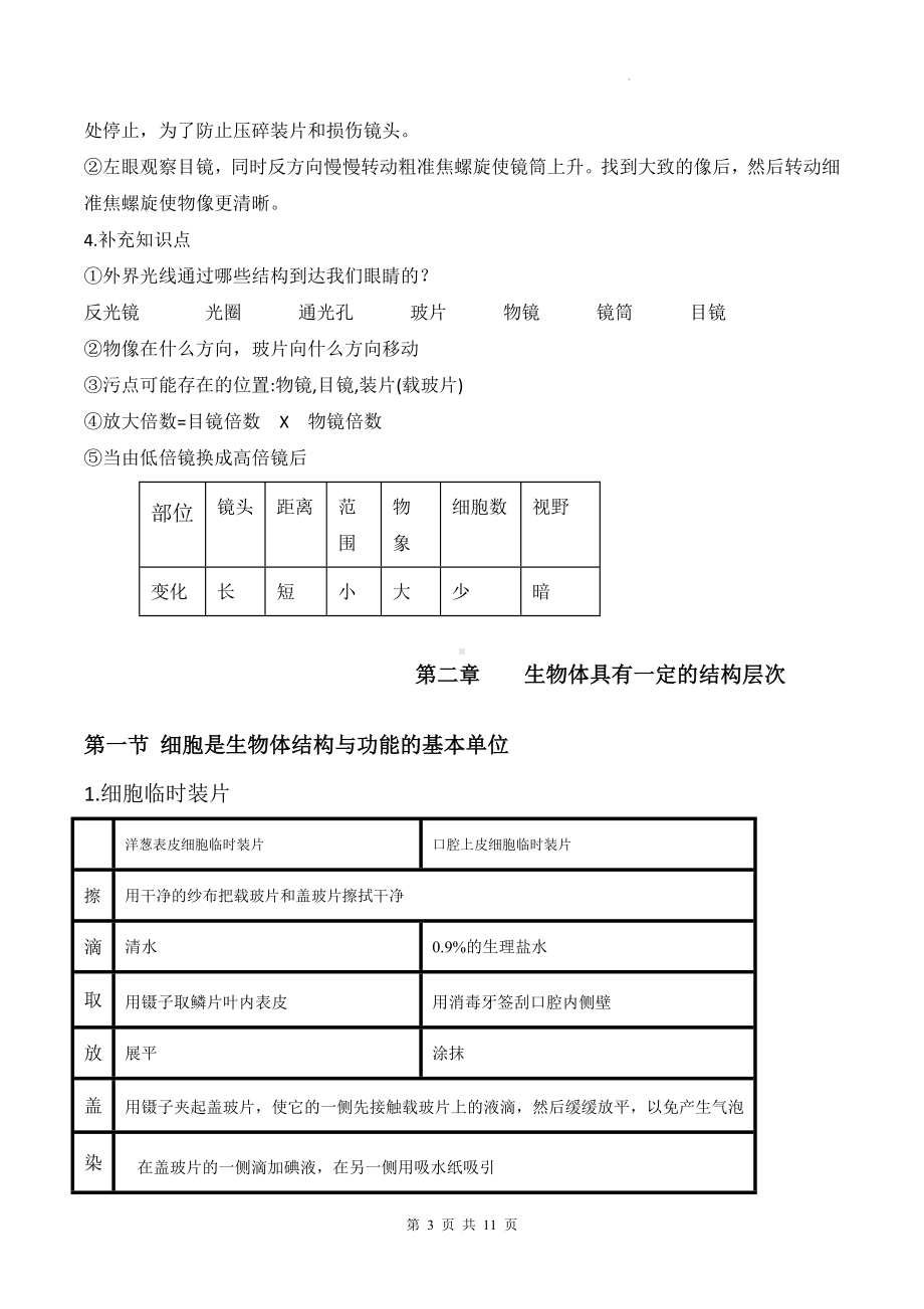 济南版（2024新版）七年级上册生物期末复习知识点提纲.docx_第3页