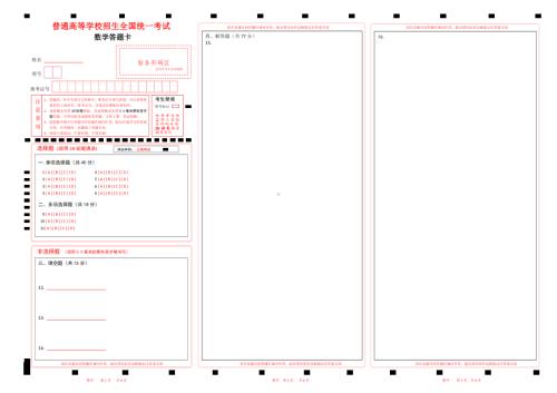 2025年新高考数学答题卡（新课标 I 卷）（19题题型）三栏.pdf