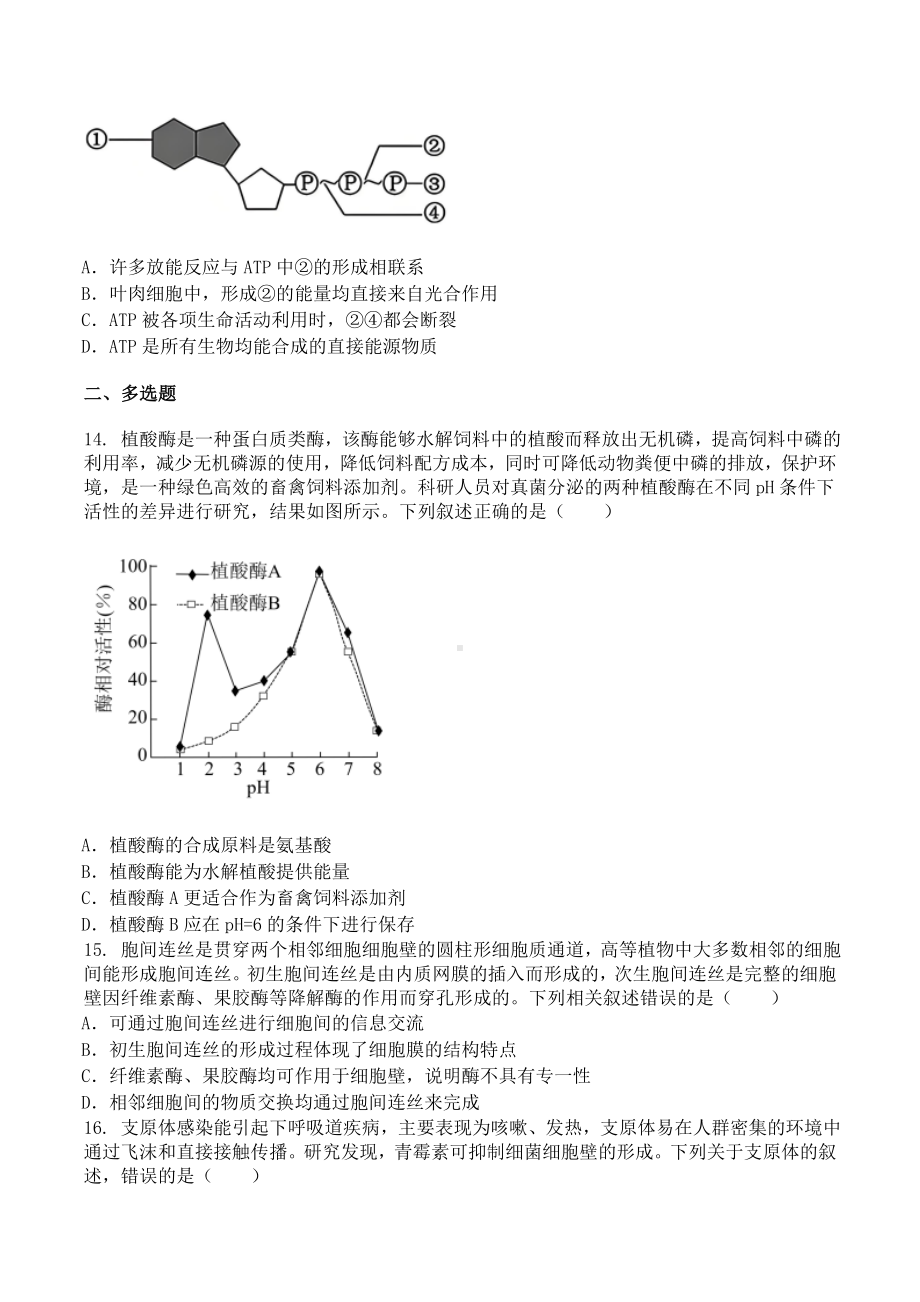 河北省石家庄市辛集市育才中学2024-2025学年高一上学期12月月考生物试题.doc_第3页