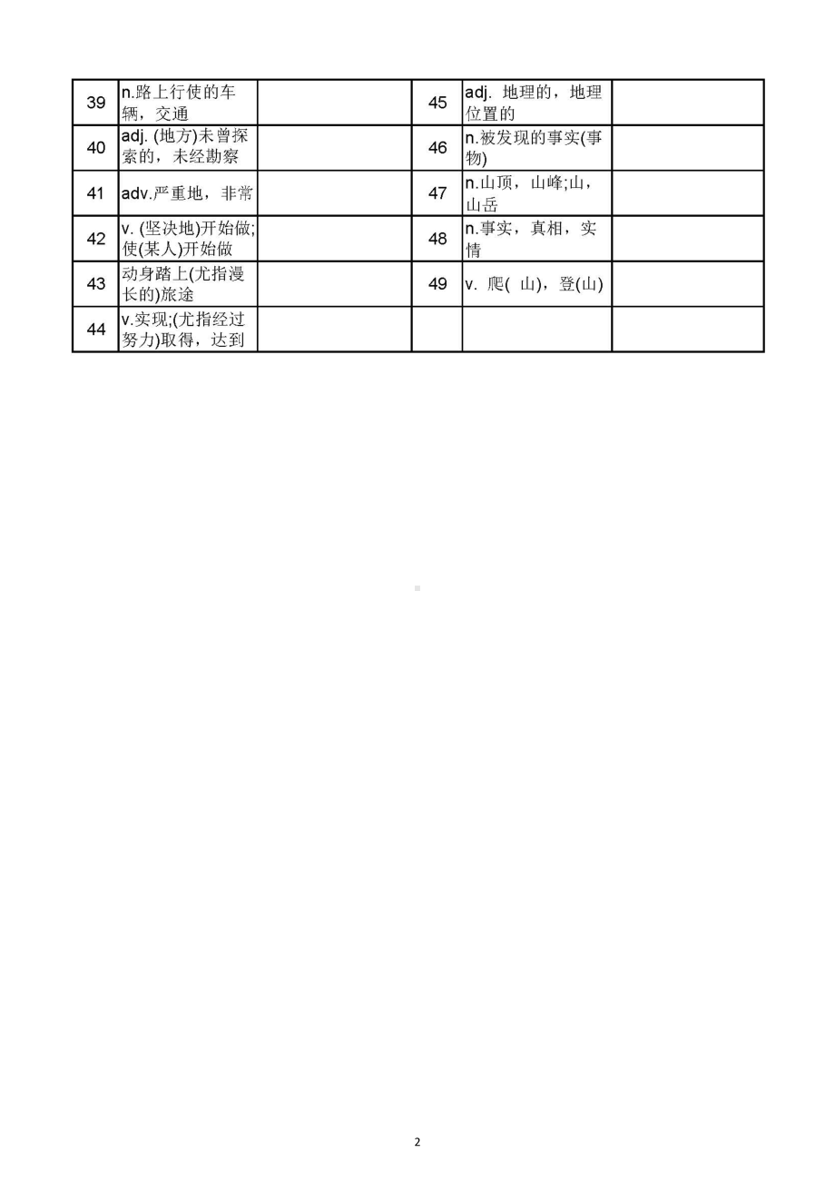 初中英语新外研版七年级下册Unit 6单词默写练习（附参考答案）（2025春）.doc_第2页