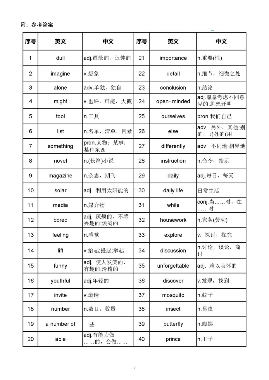 初中英语新外研版七年级下册Unit 4单词默写练习（附参考答案）（2025春）.doc_第3页