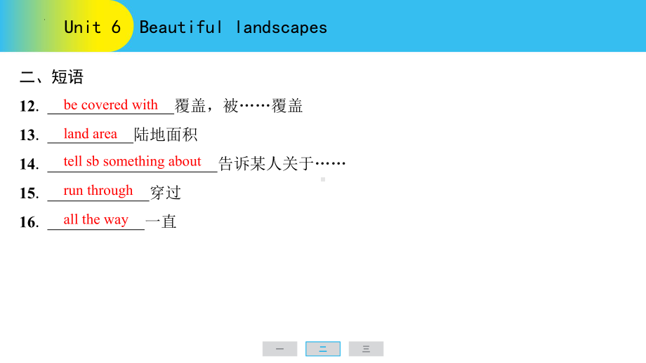 2025新牛津译林版七年级下册《英语》Unit 6　Beautiful landscapes 词汇手册（ppt课件） .pptx_第3页