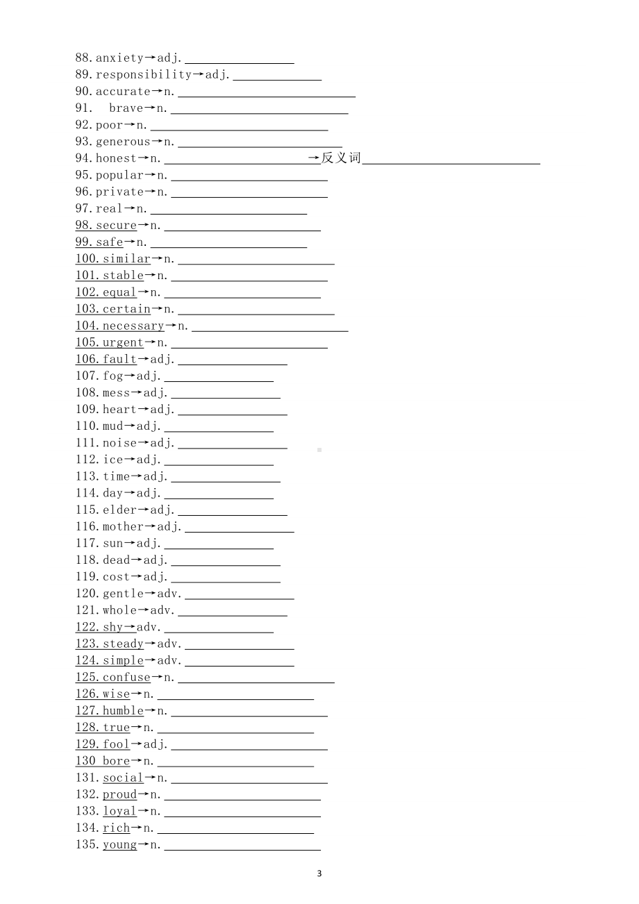 高中英语2025届高考常考词形转换练习（共159个）.doc_第3页