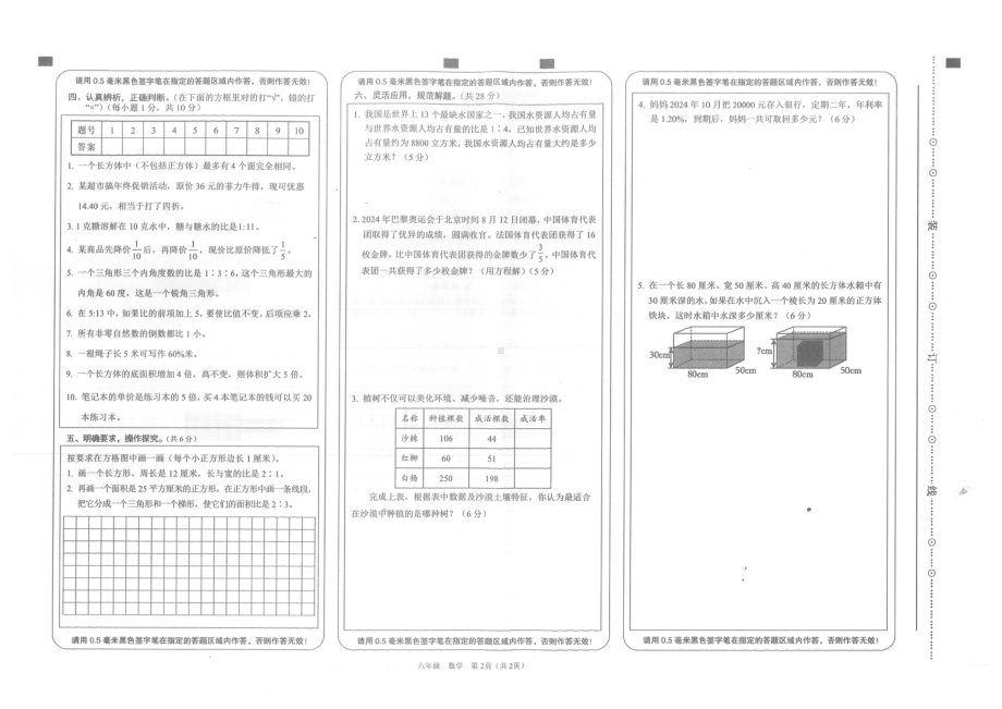 湖南省邵阳市隆回县2024-2025学年六年级上学期1月期末数学试题 - 副本.pdf_第2页