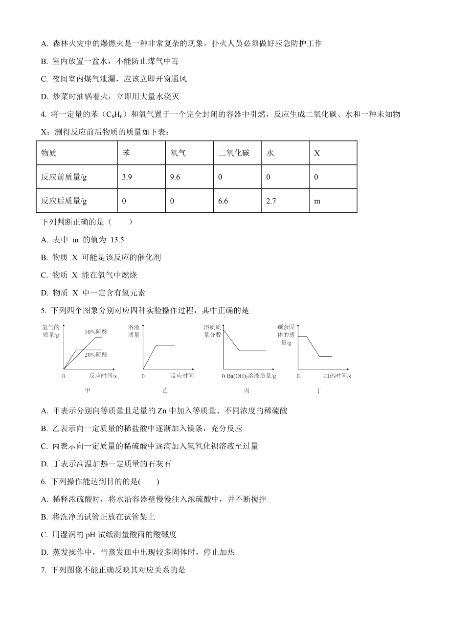 黑龙江省哈尔滨市南岗区FF联盟2024年中考猜题 化学试卷.docx_第2页