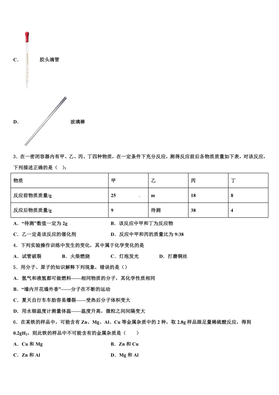 福建省闽侯县2024年中考适应性考试 化学试题（含解析）.docx_第2页