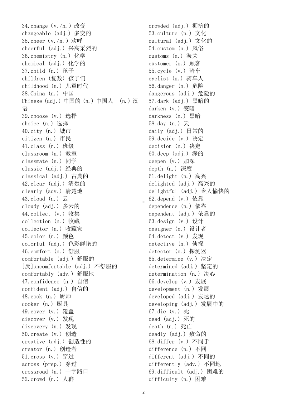 初中英语2025届中考高频词性转换（共323组）.doc_第2页