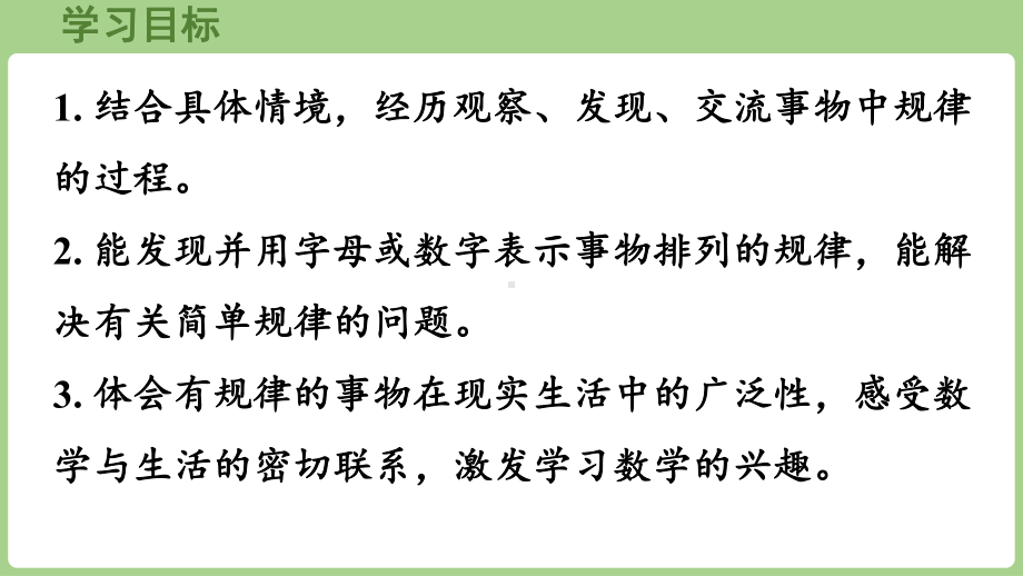 5.1 用字母或数字表示事物排列的规律（课件）2024-2025学年度冀教版数学一年级下册.pptx_第2页