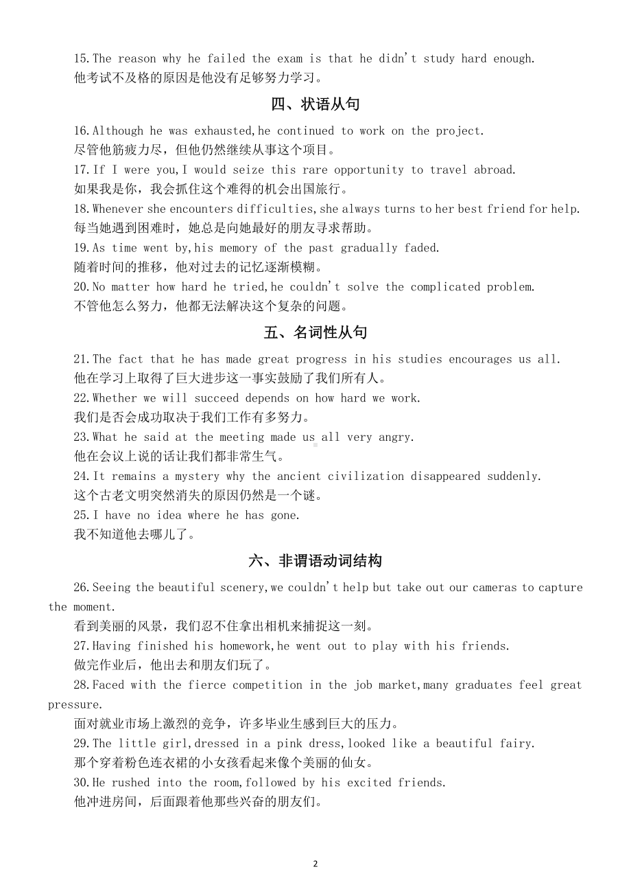 高中英语2025届高考读后续写高分句子结构（共六类30句）.doc_第2页