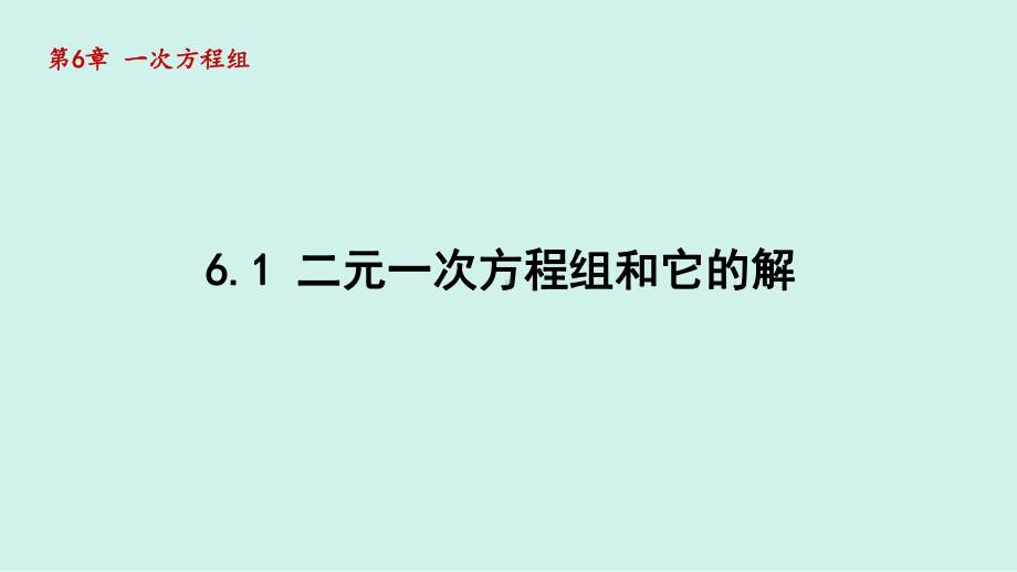 6.1 二元一次方程组和它的解（课件）2024-2025学年度华东师大版数学七年级下册.pptx_第1页