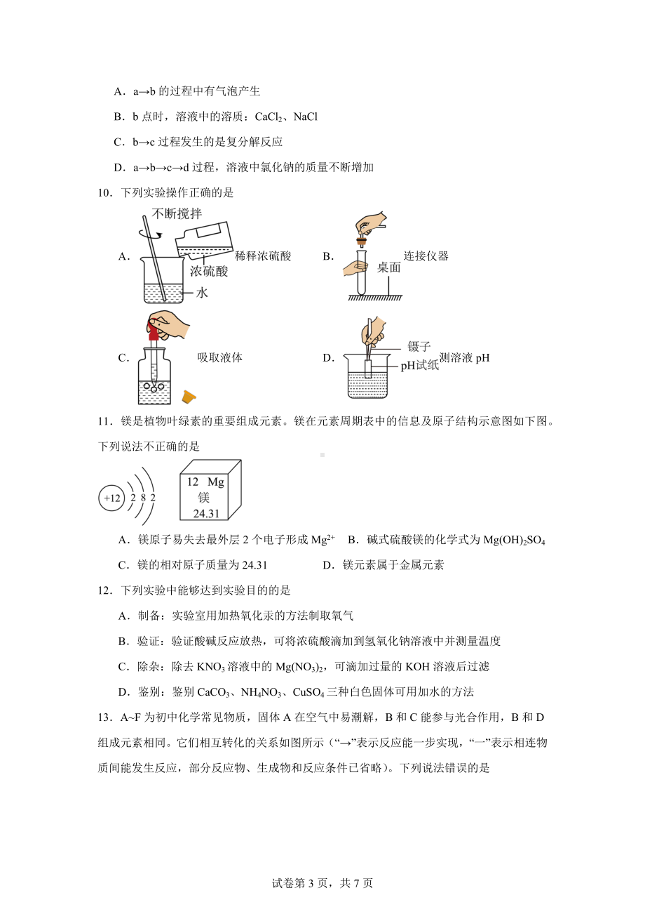 2024年河南省信阳市固始县第一初级中学中考二模化学试题.docx_第3页