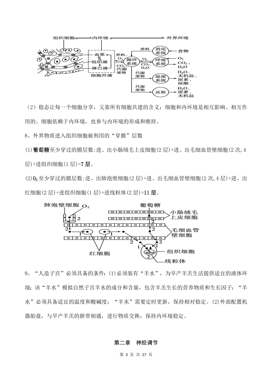 人教版（2019）高二上学期生物选择性必修1《稳态与调节》重点知识点讲义.docx_第3页