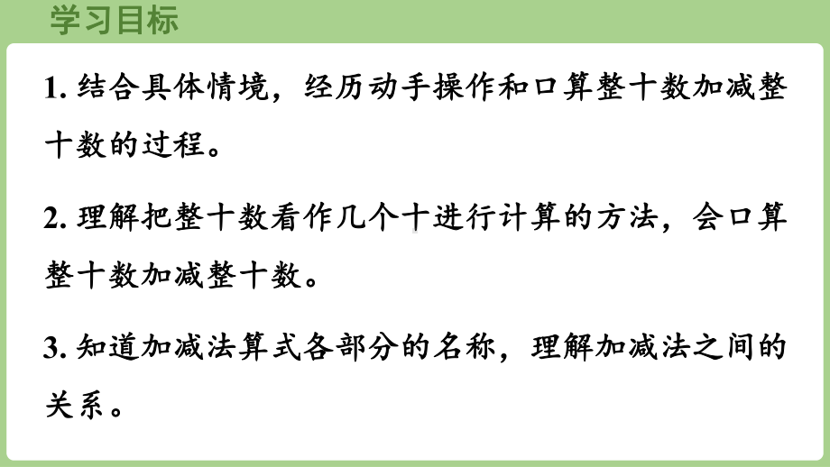 3.2.1 整十数加减整十数（课件）2024-2025学年冀教版数学一年级下册.pptx_第2页