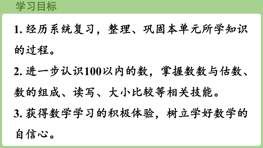 三、不超过100的数与加减法 整理与复习 （一）（课件）2024-2025学年冀教版数学一年级下册.pptx_第2页