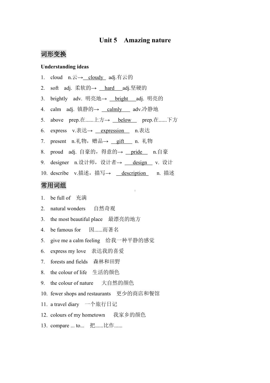 2025新外研版七年级下册《英语》Unit 5 Amazing nature 重点知识梳理.docx_第1页