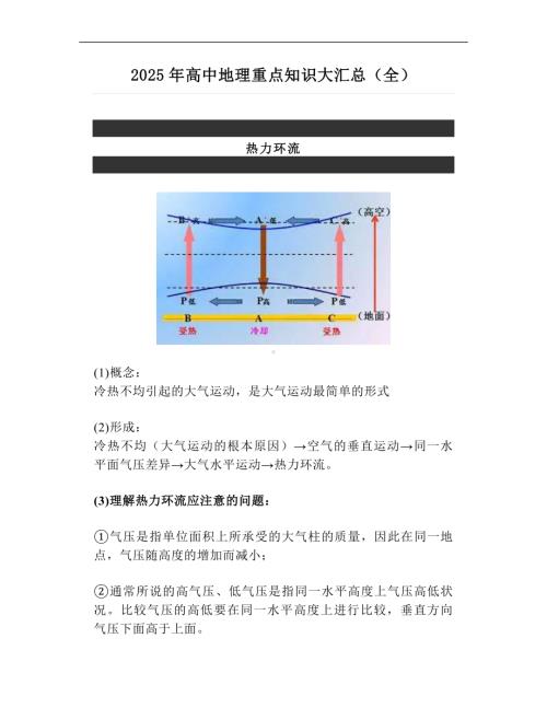 2025年高中地理重点知识大汇总（全）.doc